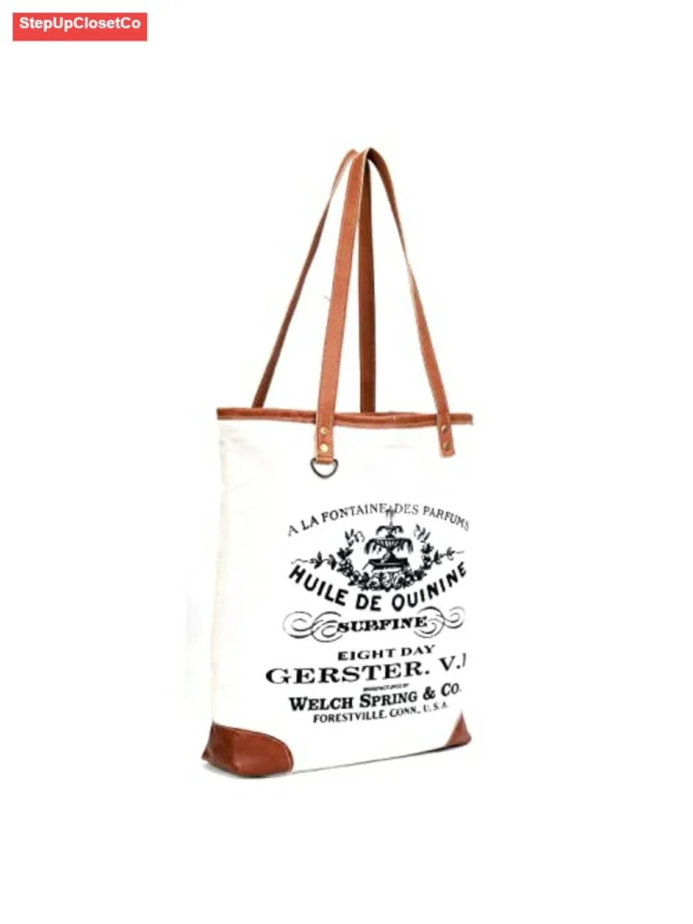 Upcycled Canvas & Leather Hobo Handbag, 16 Inch Tall Tote
